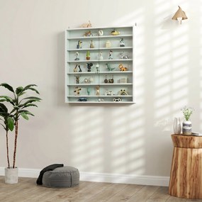 HOMCOM Vitrină pentru obiecte cu 6 rafturi reglabile, din PAL, cu uși din sticlă, 80 x 9,5 x 83 cm, alb | Aosom Romania