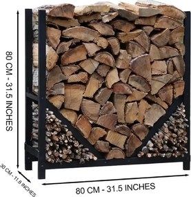 Suport lemne semineu din metal,homs negru,80x30x80 cm