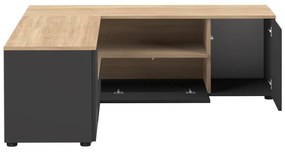 Comodă TV negru-natural cu aspect de lemn de stejar 130x46 cm Angle – TemaHome