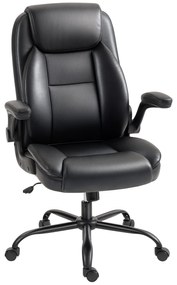 HOMCOM Scaun de birou cu brațe rabatabile, scaun de birou ergonomic, înălțime reglabilă, funcție de balans, negru | Aosom Romania