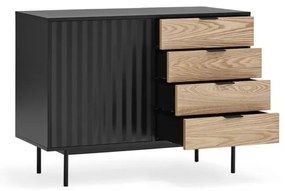Comodă neagră/în culoare naturală joasă cu aspect de lemn de stejar 108x80 cm Sierra – Teulat