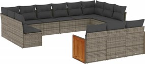 vidaXL Set mobilier de grădină cu perne, 13 piese, gri, poliratan