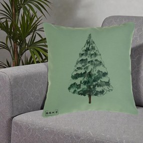 Perna Decorativa cu tematica de Craciun, Brad 2, 40x40 cm, Verde, Husa Detasabila, Perna Inclusa, BEKZ®