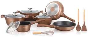 RESIGILAT - Set oale si tigai marmorate 13 piese, antiaderente Royalty Line BS1010M - Maro