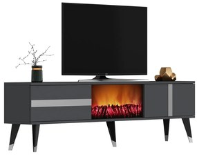 Masă TV/Dulap cu șemineu Vekika 3 (antracit + argintiu) . 1095528