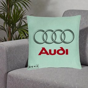 Perna Personalizata cu emblema Audi, 40x40 cm, Verde Menta, Husa Detasabila, Perna Inclusa, BEKZ®