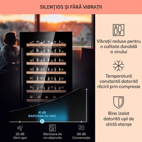 Klarstein Barossa 50 Uno, răcitor de vin, 1 zonă, 120 litri/52 sticle, ecran tactil