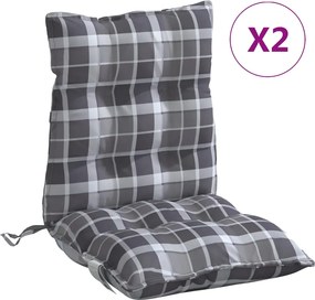 vidaXL Perne scaun cu spătar mic, 2 buc., gri carouri, textil oxford