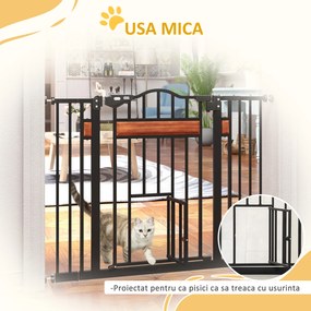 PawHut Poartă de Siguranță pentru Câini cu Închidere Automată 74-105x76.2 cm Neagră | Aosom Romania
