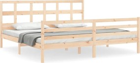 vidaXL Cadru pat cu tăblie 200x200 cm, lemn masiv de pin