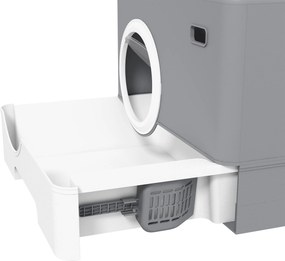 PawHut Litieră pentru Pisici cu Capac, Lopețică și Tăviță Detașabilă Gri | Aosom Romania