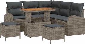 vidaXL Set de canapele pentru grădină cu pernă cu depozitare 8 pcs Gri