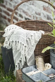 IB Laursen Patura din bumbac Culoare crem, NATURAL STRIP 160x130 cm