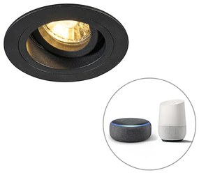 Spot inteligent încastrat negru rotund inclusiv WiFi GU10 - Chuck