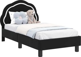 vidaXL Cadru de pat pentru copii cu spătar Negru 70 x 140 cm Catifea