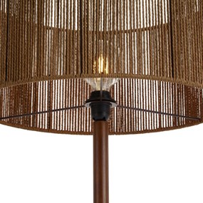 Lampă de podea din lemn de nuc cu abajur din sfoară de hârtie maro 50/50/25 - Mels