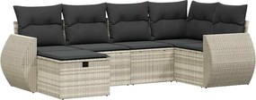 vidaXL Set canapele de grădină cu perne, 6 piese gri deschis poliratan