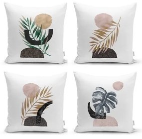 Set 4 fețe de pernă decorative Minimalist Cushion Covers Geometric Leaf, 45 x 45 cm