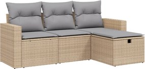 vidaXL Set canapele de grădină, 4 piese, cu perne, mix bej, poliratan