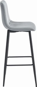 Scaun de bar POZZA VELVET gri deschis cu picioare negre