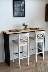 Masa bucatarie ,tip bar, lemn.seria wood A-620,pin natur-negru,140x40x103cm, 30141