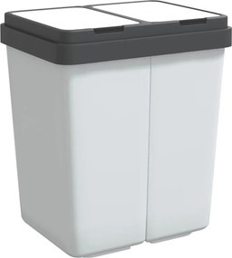 vidaXL Coș de gunoi dublu, alb, 2x25 L