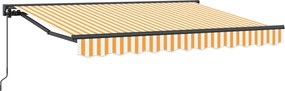 vidaXL Copertină retractabilă manuală Galben și alb 2,5 x 2 m