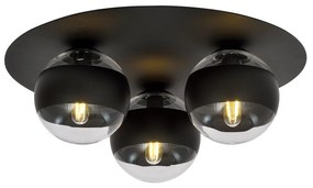 Plafoniera cu 3 surse de iluminat design modern Solar negru, transparent
