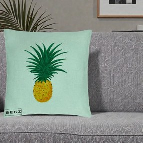 Perna Decorativa Ananas Tropical, 40x40 cm, Verde Menta, Husa Detasabila, Perna Inclusa, BEKZ®
