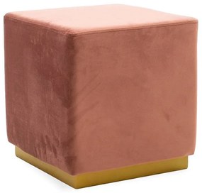 Taburet Pyra Pakoworld din catifea, roz/auriu, 39x39x41cm