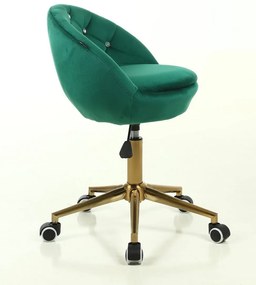 HR948K Scaun Verde din Catifea cu Bază Aurie