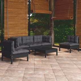 3096194 vidaXL Set mobilier de grădină cu perne, 6 piese, lemn masiv de pin