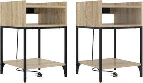 vidaXL Dulap de noapte cu raft 2 pcs Stejar Sonoma 40 x 40 x 61 cm