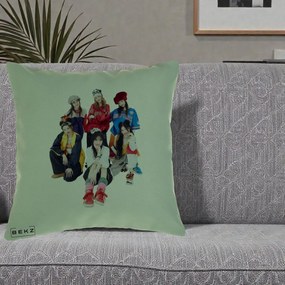 Perna Personalizata Grup K-pop Fete Streetwear Foto, 40x40 cm, Verde, Husa Detasabila, Perna Inclusa, BEKZ®
