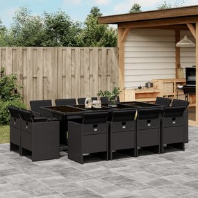 vidaXL Set mobilier de grădină cu perne, 13 piese, negru, poliratan