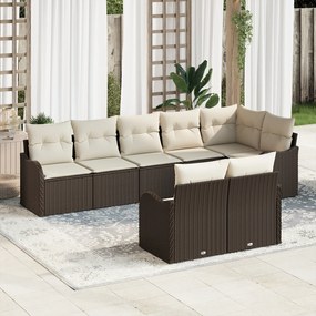 vidaXL Set de canapele pentru grădină cu pernă 8 pcs Maro Rattan poli