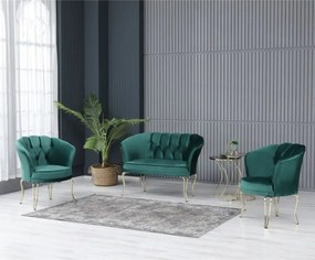 Set canapea Viena Homs textil verde-auriu,30703