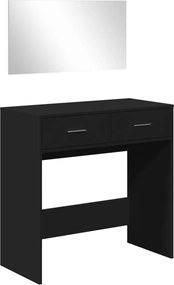 vidaXL Masă de toaletă cu oglindă, negru, 80x39x80 cm