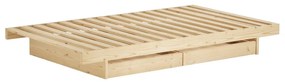 Pat matrimonial în culoare naturală din lemn masiv de pin cu spațiu de depozitare și somieră 140x200 cm Kanso – Karup Design
