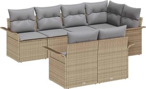 vidaXL Set de canapele pentru grădină cu pernă 7 pcs Bej poliratan