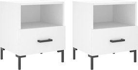 vidaXL Noptiere, 2 buc., alb, 40x35x47,5 cm, lemn compozit