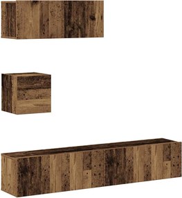 vidaXL Set dulap TV 4 piese montat pe perete lemn vechi lemn prelucrat