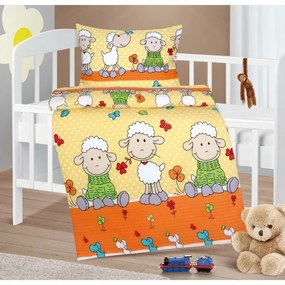Bellatex Baby crepe lenjerie de pat Agata Sheepgalben 90 x 135 cm, 45 x 60 cm