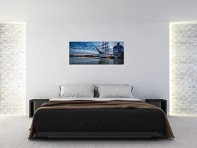 Tablou cu barcă cu pânze (120x50 cm)