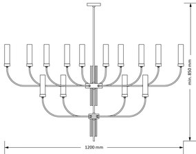 Candelabru modern realizat manual din alama Mussa 15L