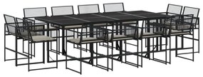 3295015 vidaXL Set mobilier de grădină cu perne, 13 piese, negru, poliratan