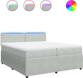 vidaXL Pat box spring cu saltea, gri deschis, 200x200 cm, catifea