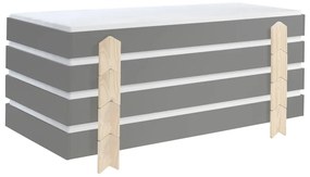 Set 4 paturi stivuibile pentru copii MODULO, gri, din MDF și pin masiv, cu somiere cu lamele incluse – Vipack