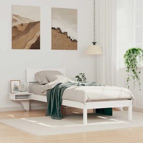 vidaXL Cadru de pat cu mese laterale Alb 75 x 190 cm Lemn masiv de pin