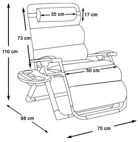 Scaun gravitatie zero capitonat-gri